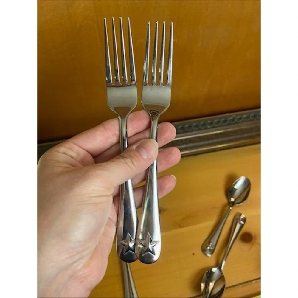 Oneida Tindra Stainless Steel Flatware 5 Piece Set Star Pattern ZZ-14 Silver